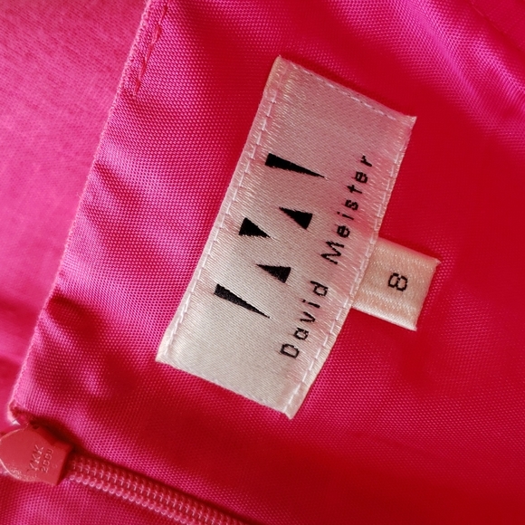 DAVID MEISTER Vintage Ruffle Hem Strapless Linen Dress Fuchsia Pink sz 8 Women's - Picture 5 of 7